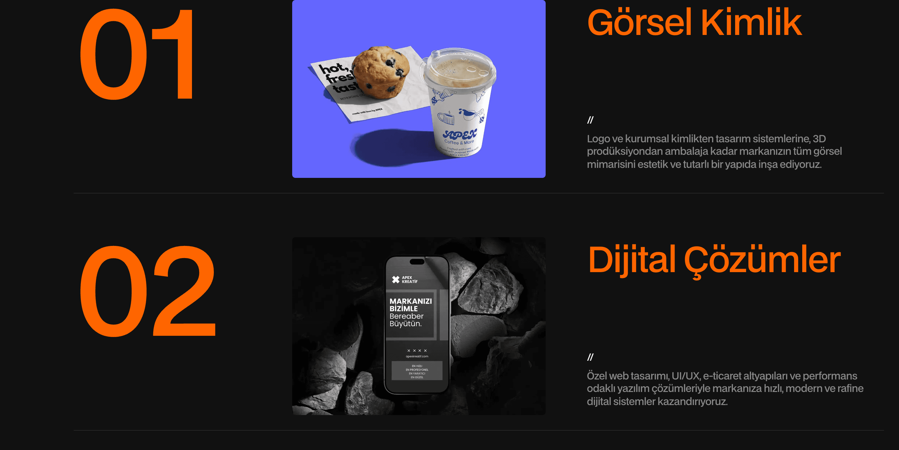 Apex Kreatif services section